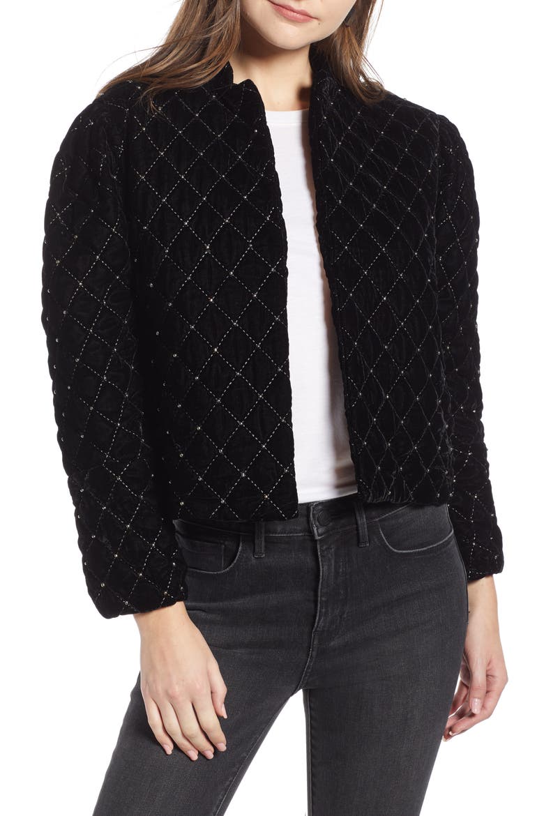 Quilted Velvet Jacket (Nordstrom Exclusive), Main, color, BLACK