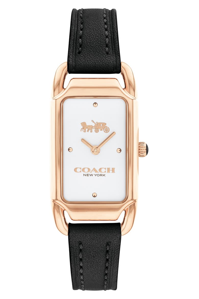 COACH Cadie Leather Strap Watch, 17.5mm x 28.5mm (Women