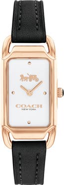 COACH Cadie Leather Strap Watch, 17.5mm x 28.5mm