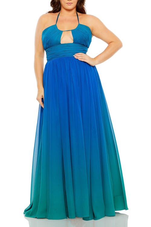 MAC DUGGAL MAC DUGGAL HALTER RUCHED OMBRE GOWN