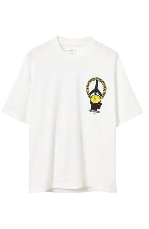 Allsaints Oversized Screwed Logo Graphic Tee In White
