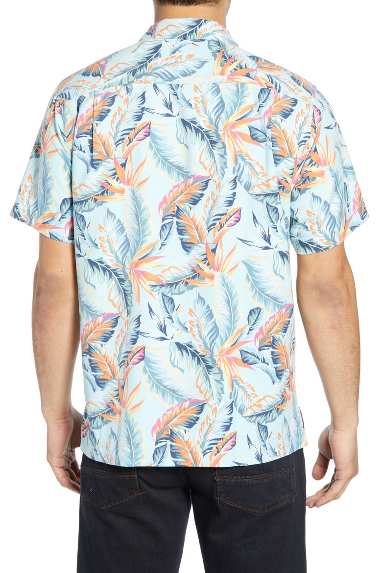 Break Wave Fronds Silk Blend Sport Shirt, Alternate, color, BLUE SWELL