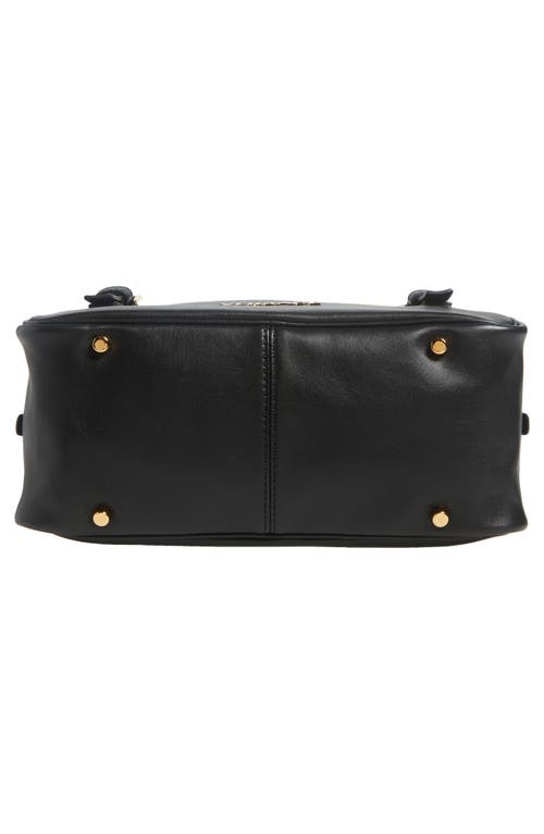 Versace Tag Bowling Shoulder Bag In Black Gold