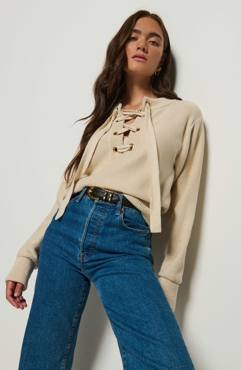 Nation LTD Rory Pima Cotton Sweater, Alternate, color, Parchment