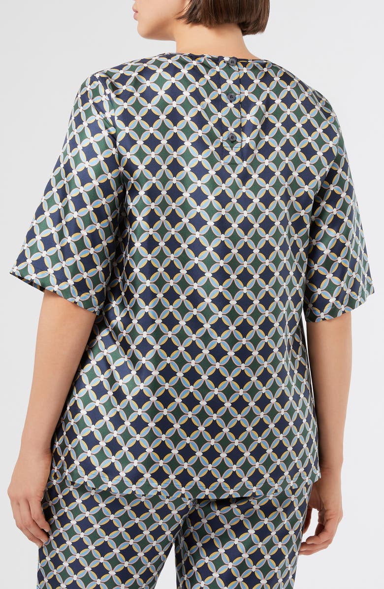 Marina Rinaldi Spoleto Short Sleeve Silk Top, Alternate, color, Midnight Blue