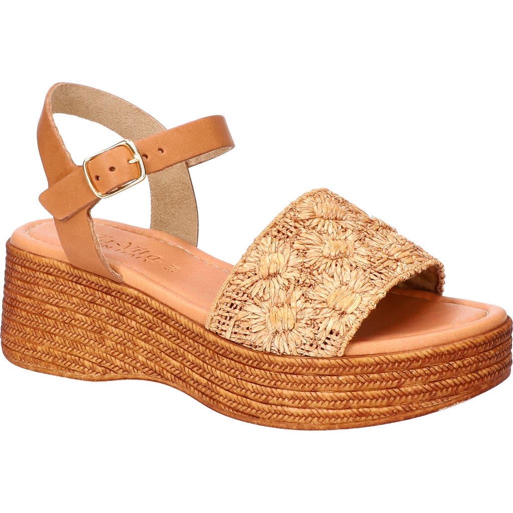Shop Bella Vita Kea Espadrille Wedge Sandal In Natural Floral Raffia-leather