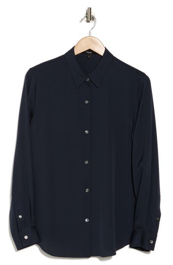 THEORY THEORY SILK BUTTON-UP SHIRT