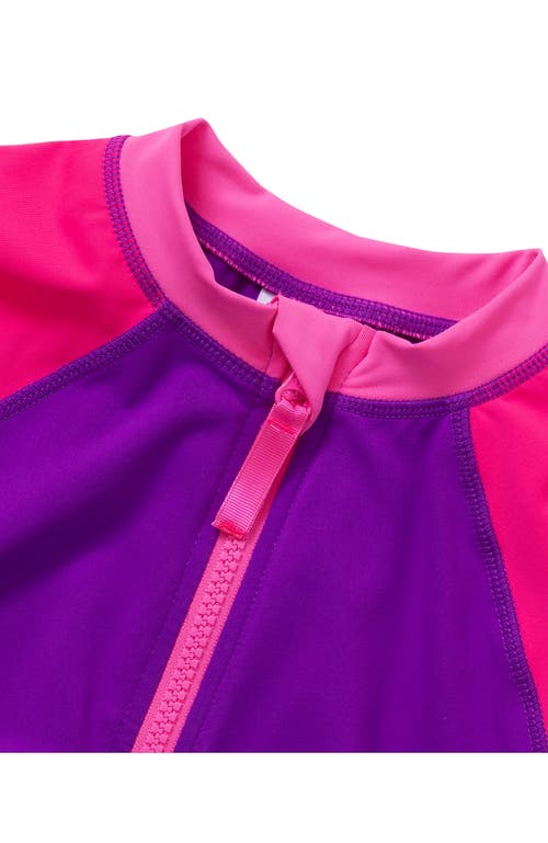 LANDS' END LANDS' END GIRLS LONG SLEEVE ZIP FRONT UPF 50 RASH GUARD