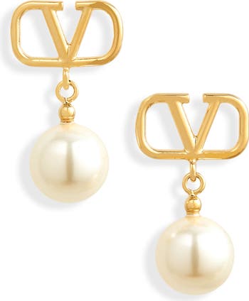 イヤリング VALENTINO Gold V-Logo Pearl Drop Earrings J0G13 UXM 0O3 Valentino Garavani VLOGO Imitation Pearl Drop Earrings