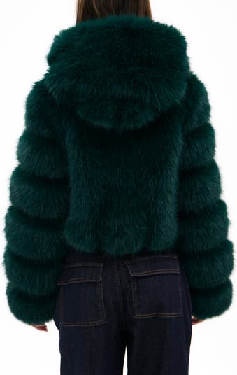 Jolene Faux Fur Hooded Crop Jacket