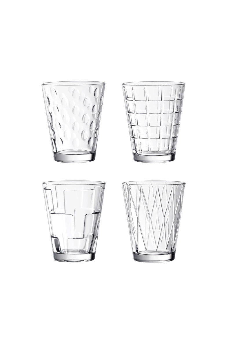 Dressed Up Water Tumbler  Clear Assorted Set/4, Main, color, clear
