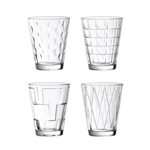 Dressed Up Water Tumbler  Clear Assorted Set/4