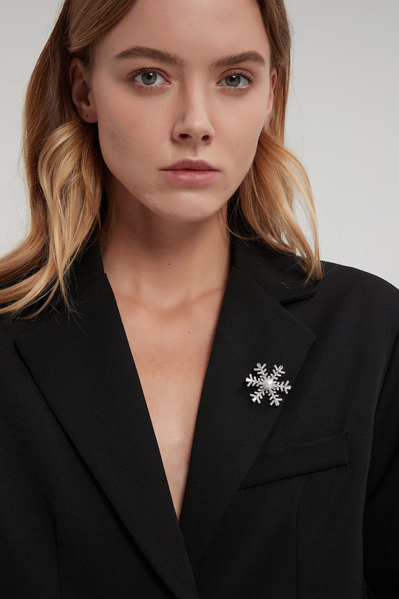 Pavé and Freshwater Pearl Snowflake Multi Way Brooch Pendant, Alternate, color, Silver