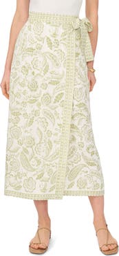 Vince Camuto Mixed Print Wrap Skirt