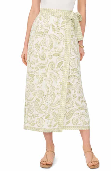 Mixed Print Wrap Skirt
