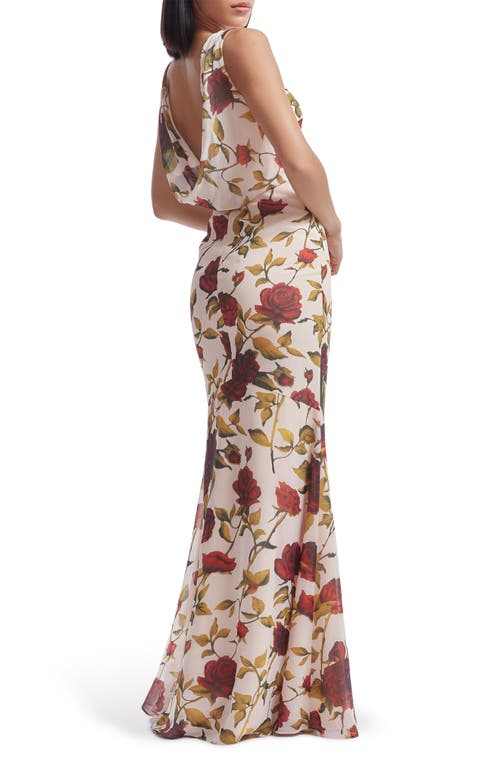 DRESS THE POPULATION DRESS THE POPULATION CHERILYN FLORAL OPEN BACK MERMAID GOWN 