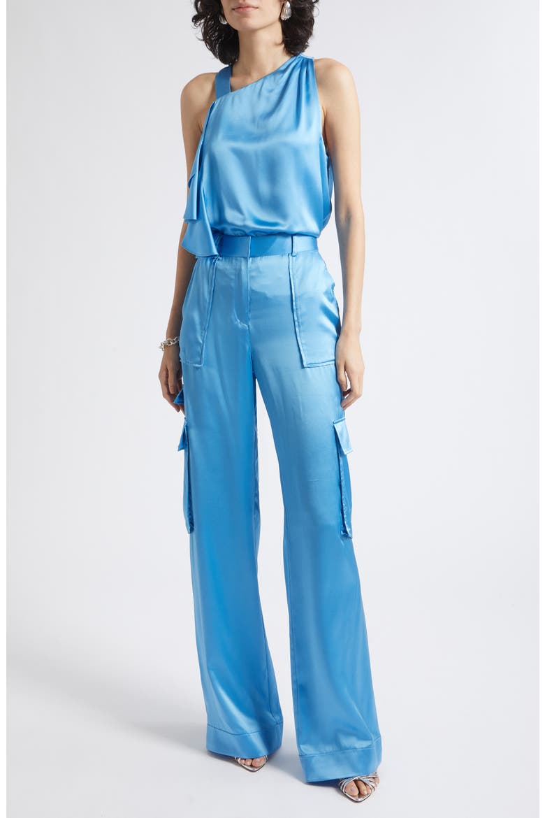 Danielle One-Shouldered Satin Top, Alternate, color, OASIS