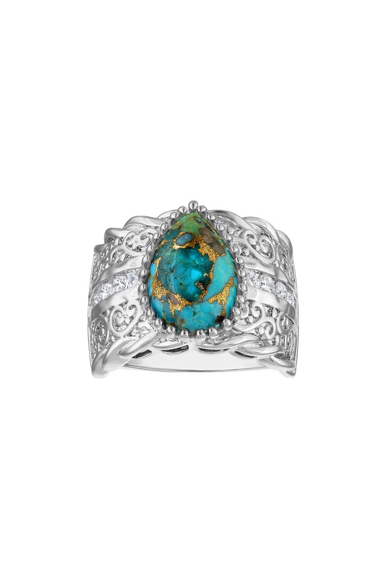 Pear Cut Turquoise Cocktail Ring, Main, color, TURQUOISE/ SILVER
