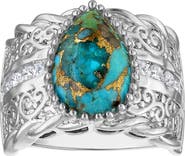 FZN Pear Cut Turquoise Cocktail Ring