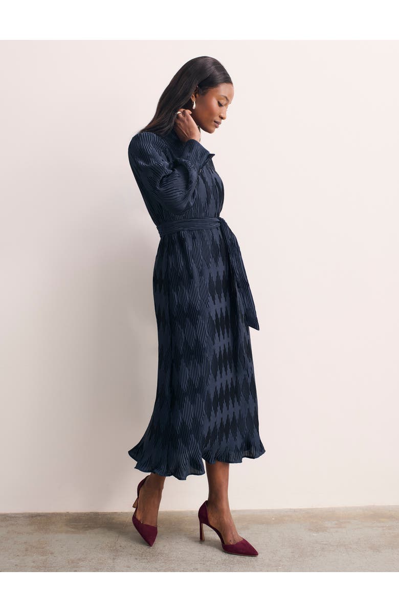 The Fold Aurellie Long Sleeve Tie Waist Dress, Alternate, color, Navy