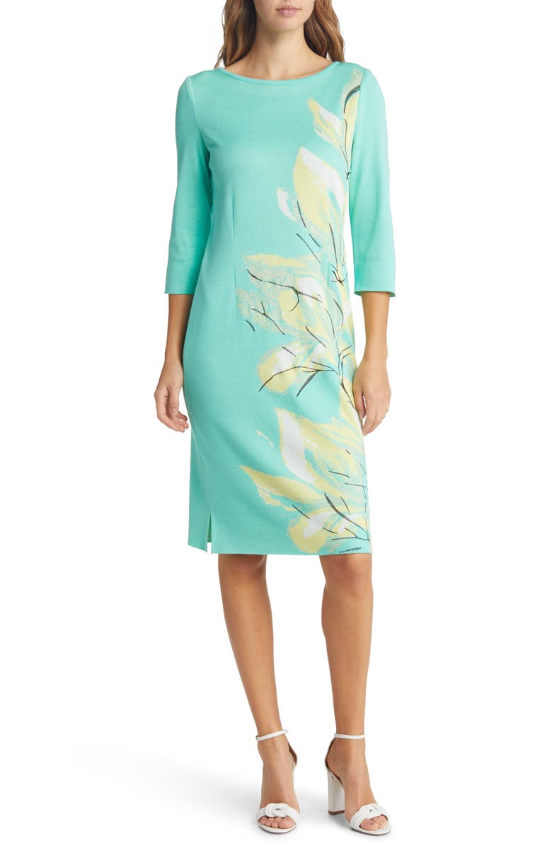 Ming Wang Botanical Jacquard Sweater Dress, Alternate, color, 