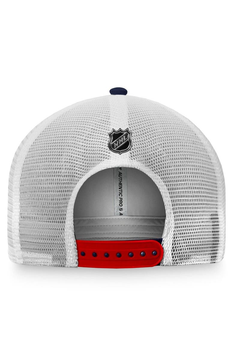 FANATICS Men's Fanatics Branded Navy/White Washington Capitals Authentic Pro Trucker Snapback Hat, Alternate, color, 