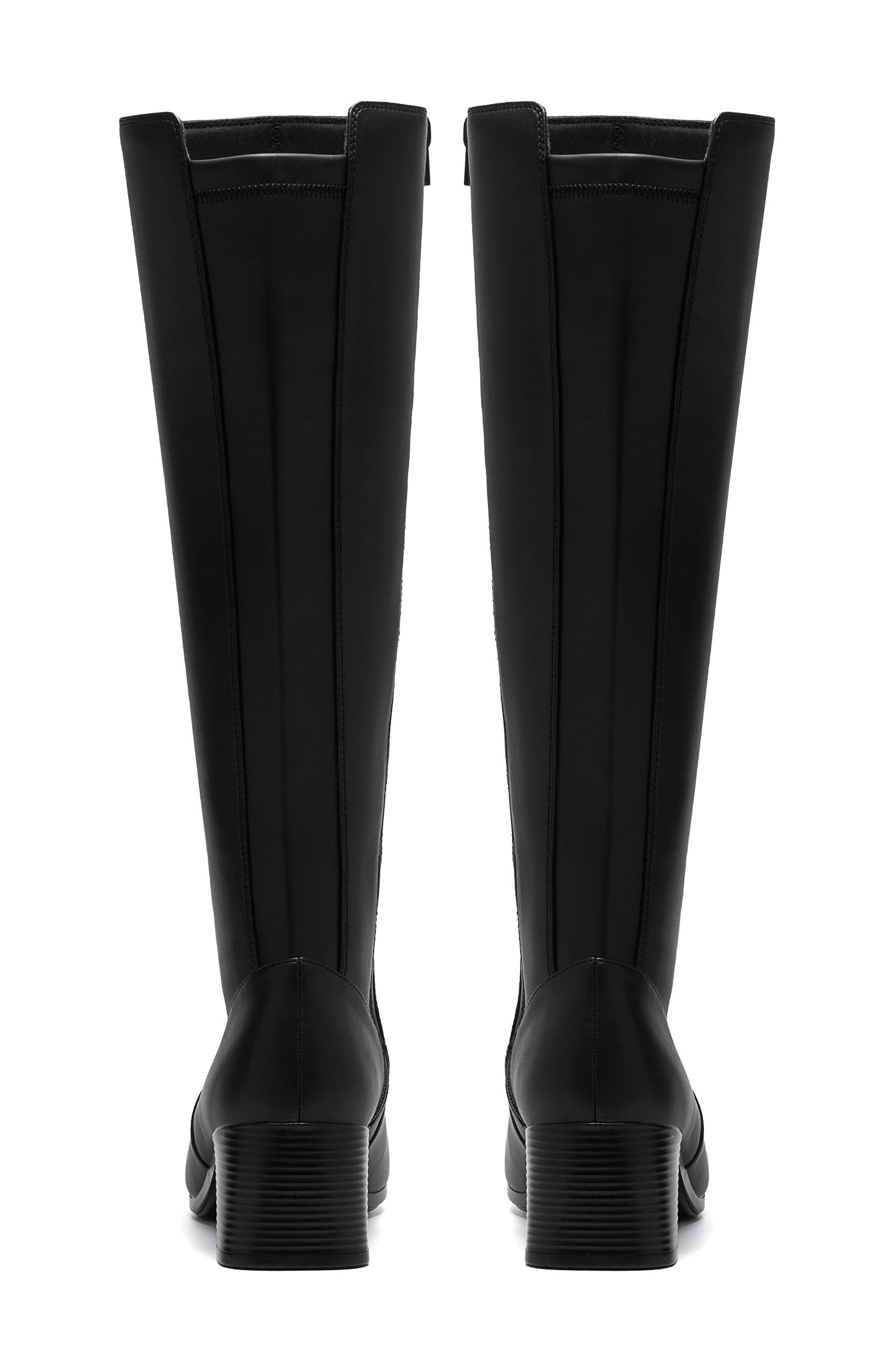Marriann Chic Faux Leather Knee High Boot, Alternate, color, BLACK