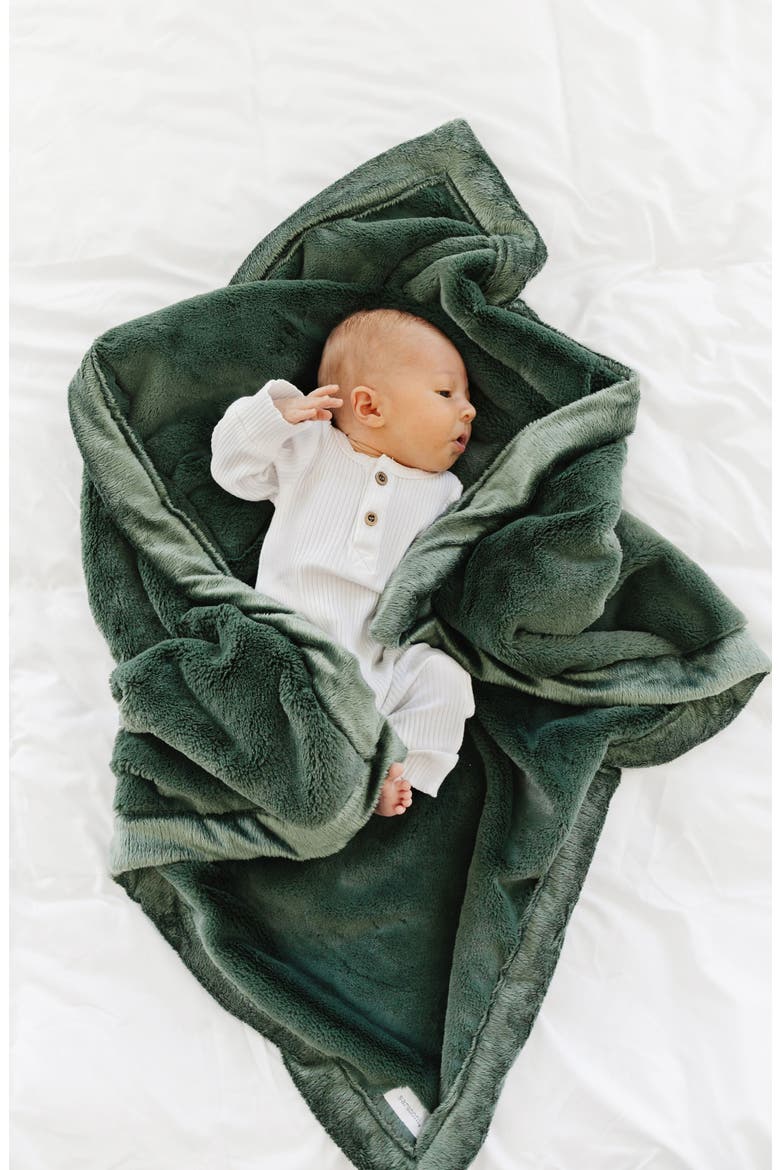 Faux Fur Recieving Blanket, Alternate, color, HUNTER