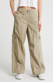 DKNY High Waist Straight Leg Cotton Cargo Pants