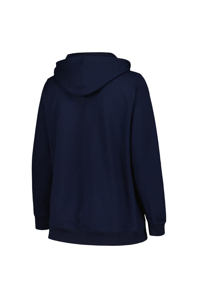 Women's Champion Navy Michigan Wolverines Plus Size Heart & Soul Notch Neck Pullover, Alternate, color, Navy