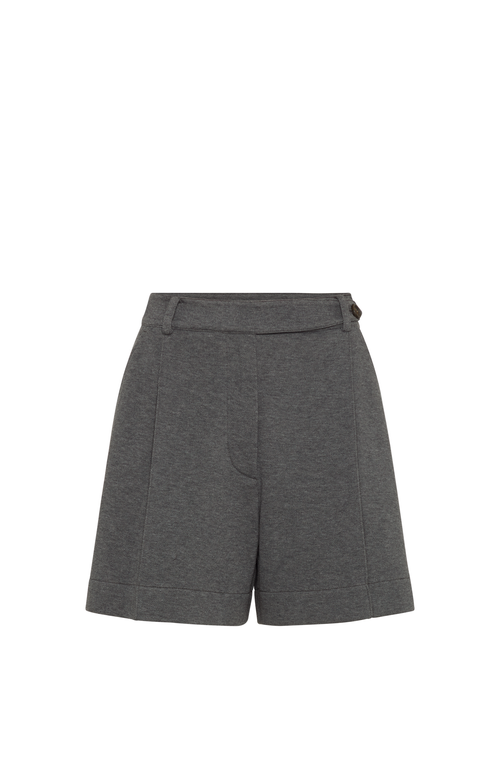 Brunello Cucinelli Techno Cotton Piqué Shorts In Lead