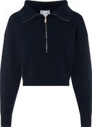 Milan Italy Cropped Dolman Zip Front Knit Sweater