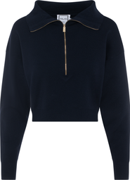 Milan Italy Cropped Dolman Zip Front Knit Sweater