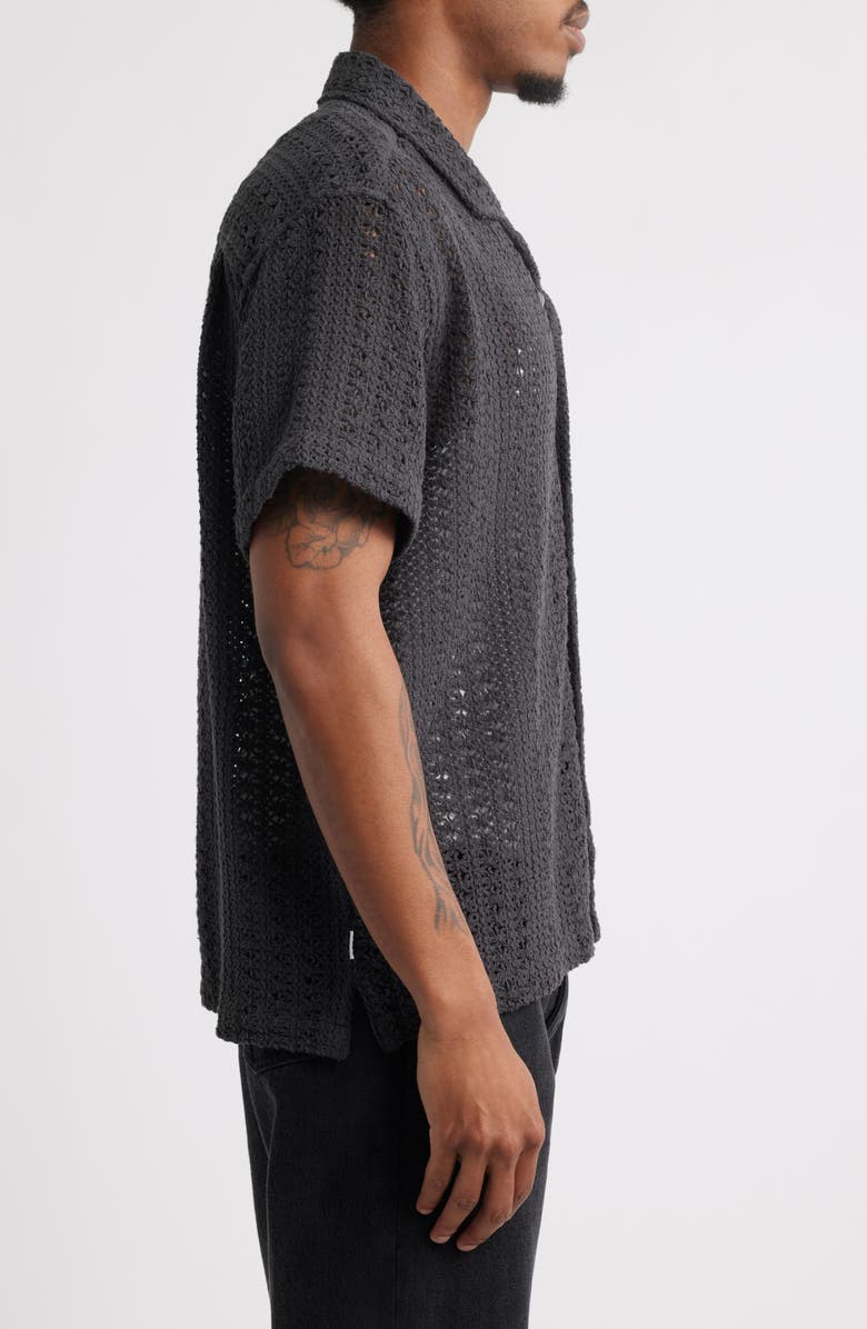 Obey Harison Open Weave Camp Shirt, Alternate, color, Black