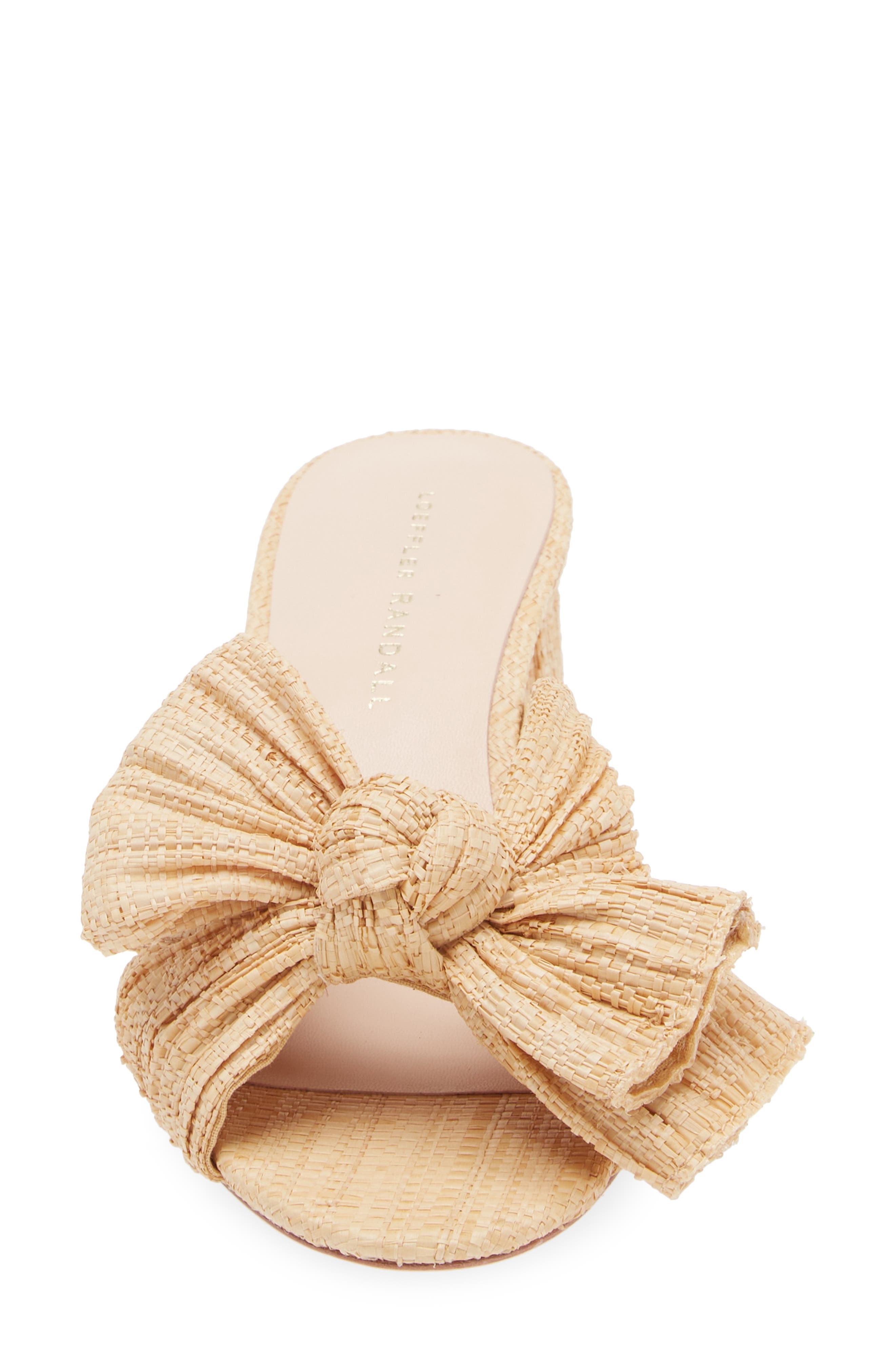 Loeffler Randall Emilia Knot Raffia Slide Sandal, Alternate, color, Natural