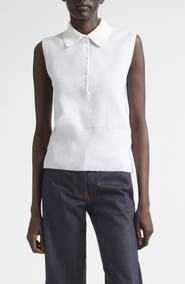 Thom Browne 4-Bar Sleeveless Milano Knit Cotton Polo