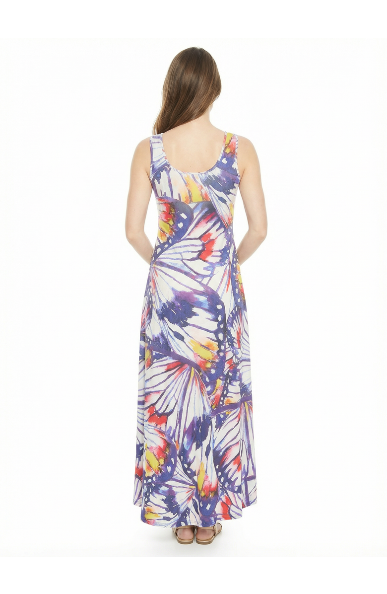 24seven Comfort Apparel Maternity Butterfly Scoop Neck Sleeveless A-Line Maxi Dress, Alternate, color, Purple Multi