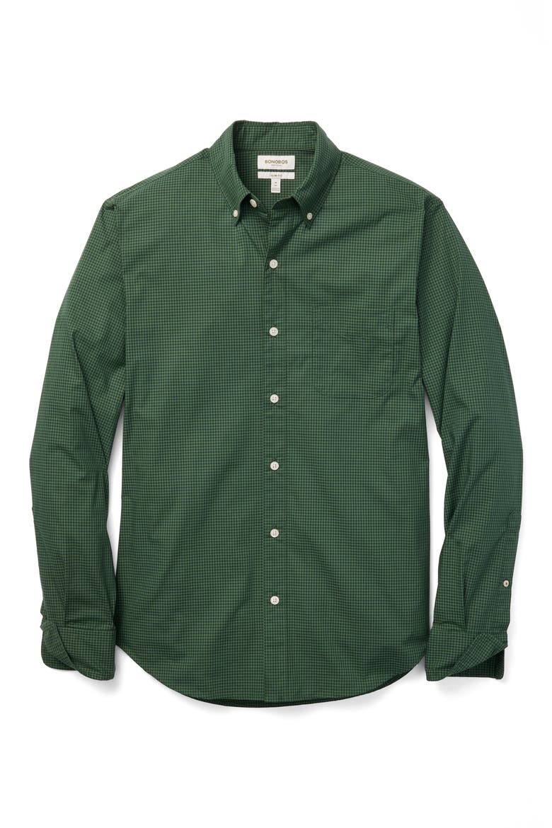Everyday Slim Fit Microcheck Stretch Cotton Button-Down Shirt, Alternate, color, FREN CHECK GREEN