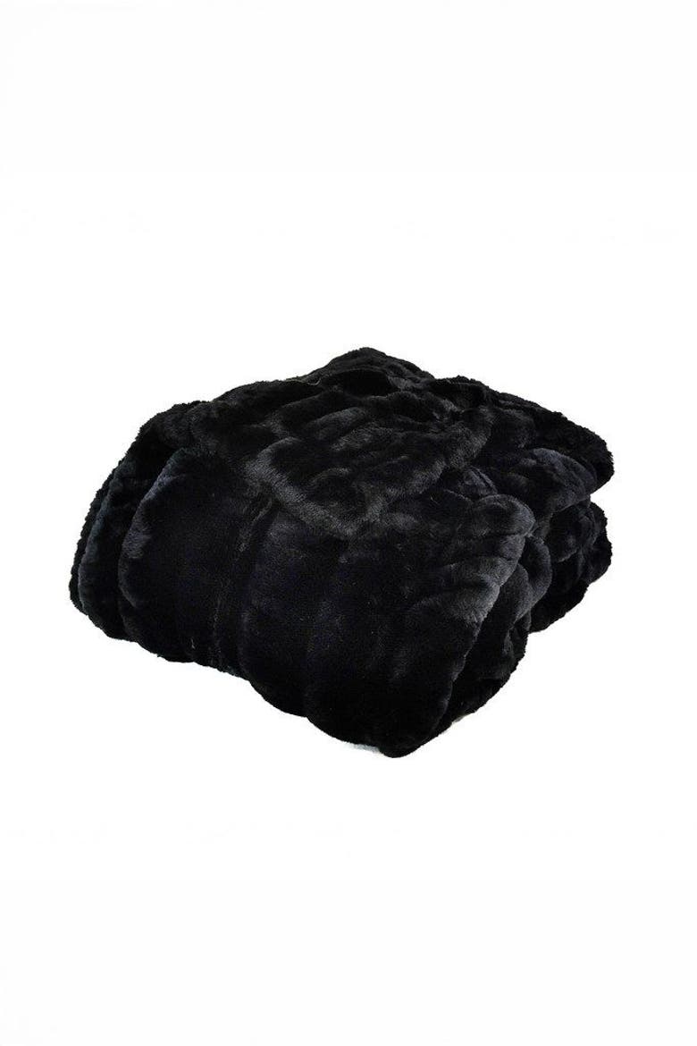 LA Escapade Faux Fur Throw Blanket, Alternate, color, Obsidian