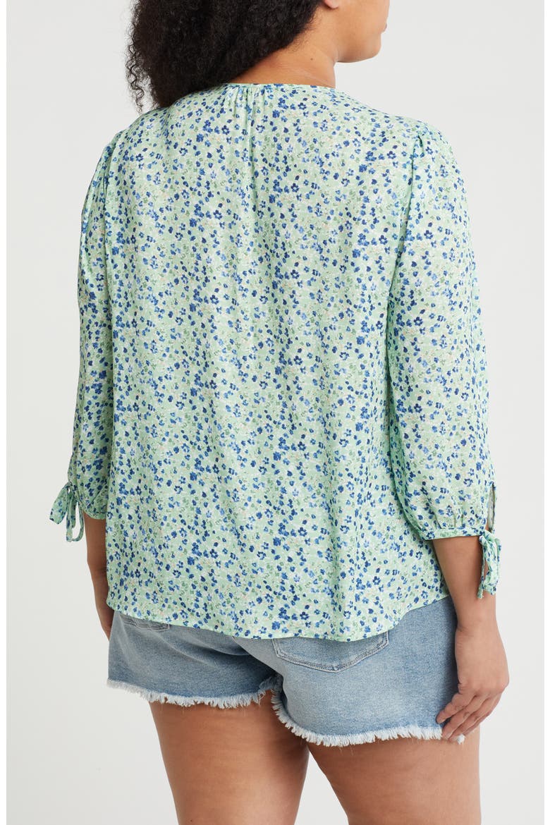 Ditsy Floral V-Neck Long Sleeve Top, Alternate, color, SAGE