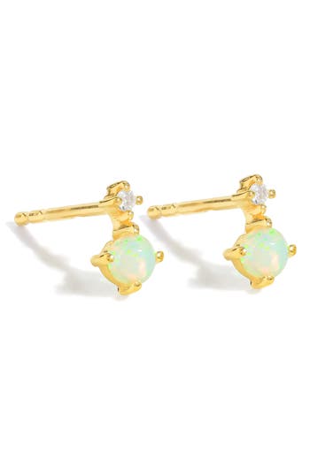 Ys Gems Emerald & White Topaz Double Drop Earrings In Gold
