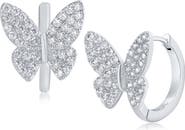 CZ by Kenneth Jay Lane Cubic Zirconia Pavé Butterfly Huggie Hoop Earrings