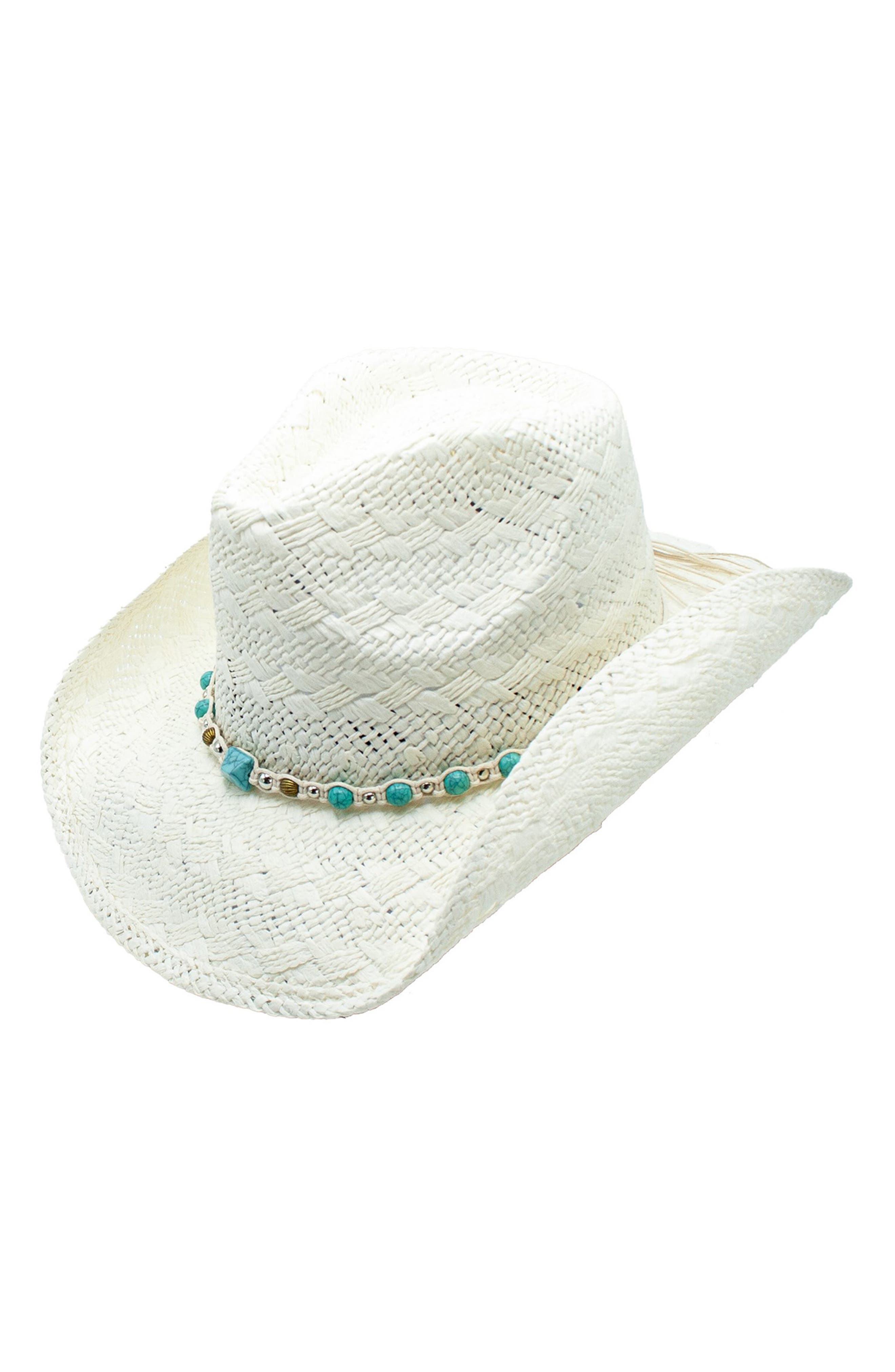 PETER GRIMM Geni Beaded Straw Panama Hat