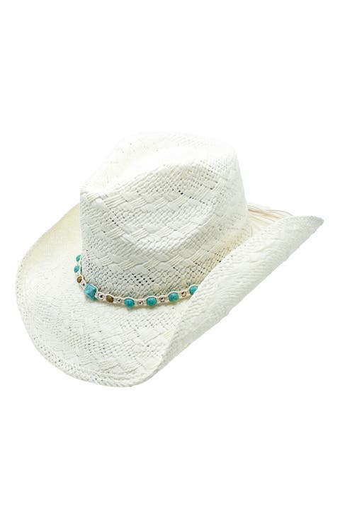 Geni Beaded Straw Panama Hat