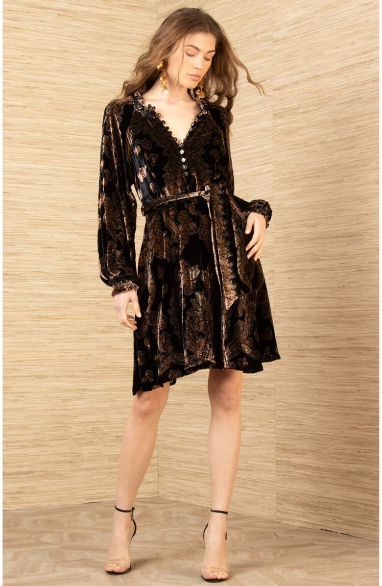 Hale Bob Crystal Velvet Dress, Main, color, Black