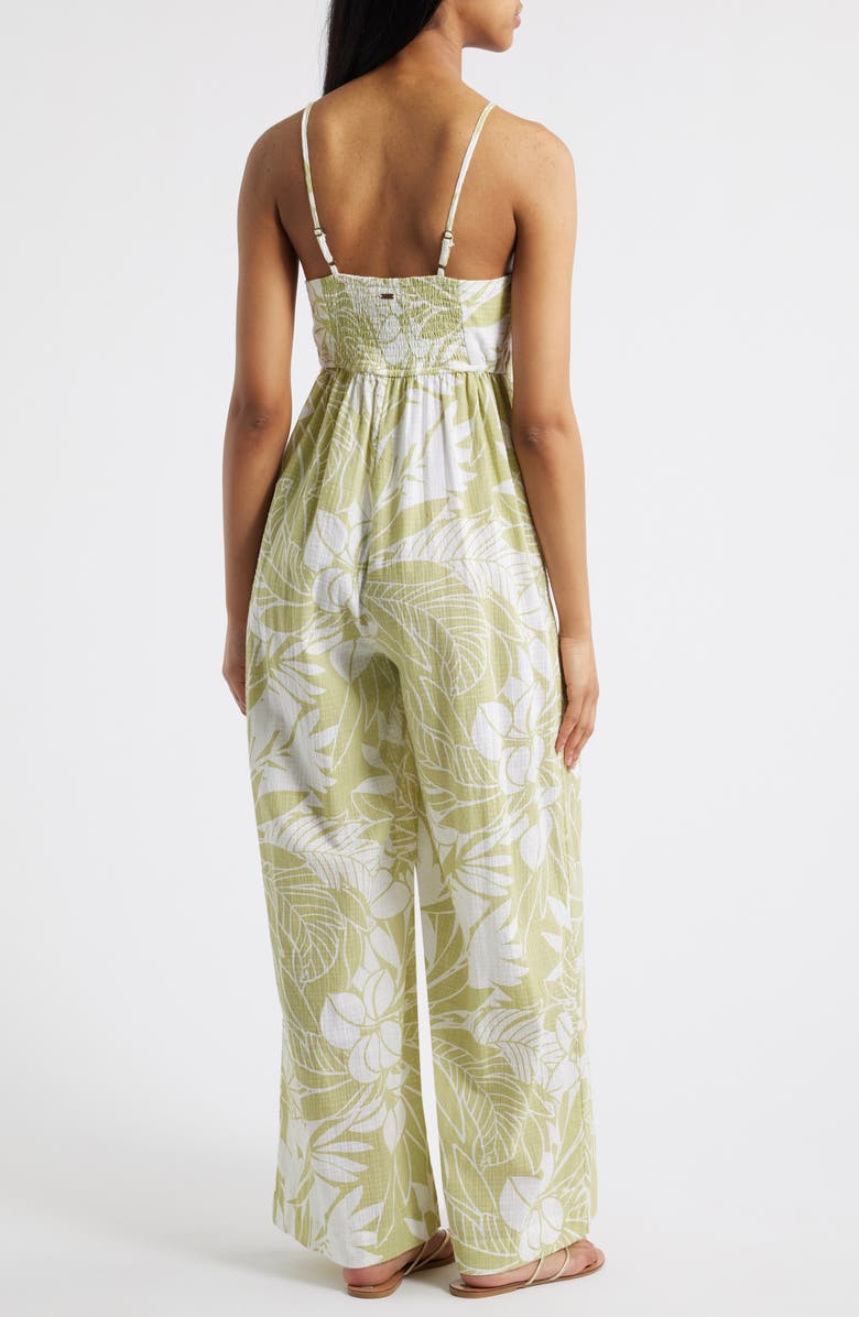 Rip Curl Cala Cadella Palm Print Jumpsuit, Alternate, color, Sage