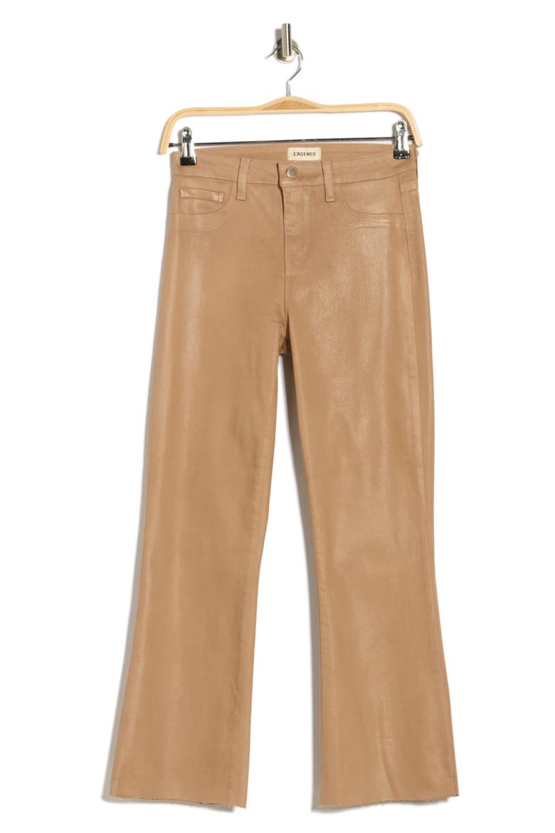 Kendra Coated High Waist Crop Flare Jeans, Alternate, color, CAPPUCCINO COATED