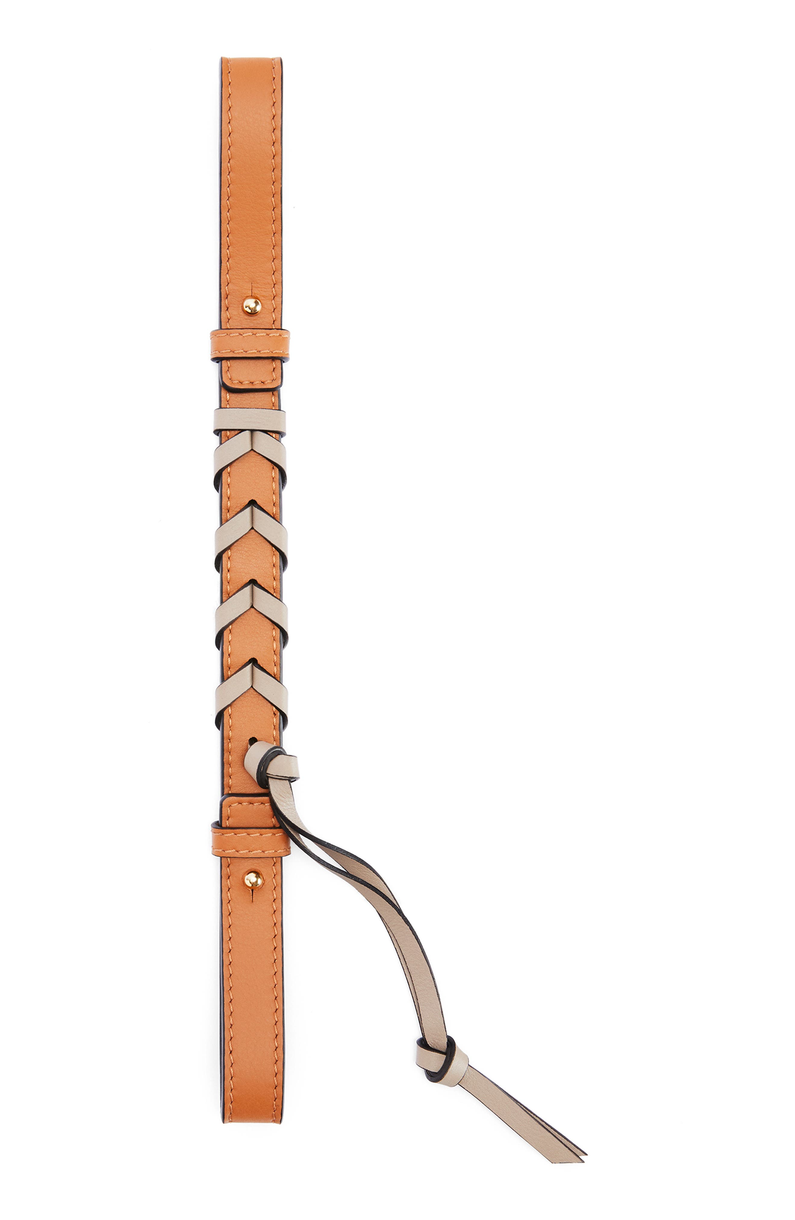 Loewe Short Braided Leather Bag Strap, Main, color, 