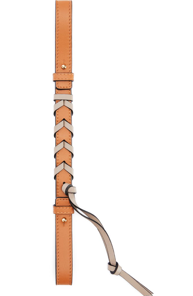 Loewe Short Braided Leather Bag Strap, Main, color,