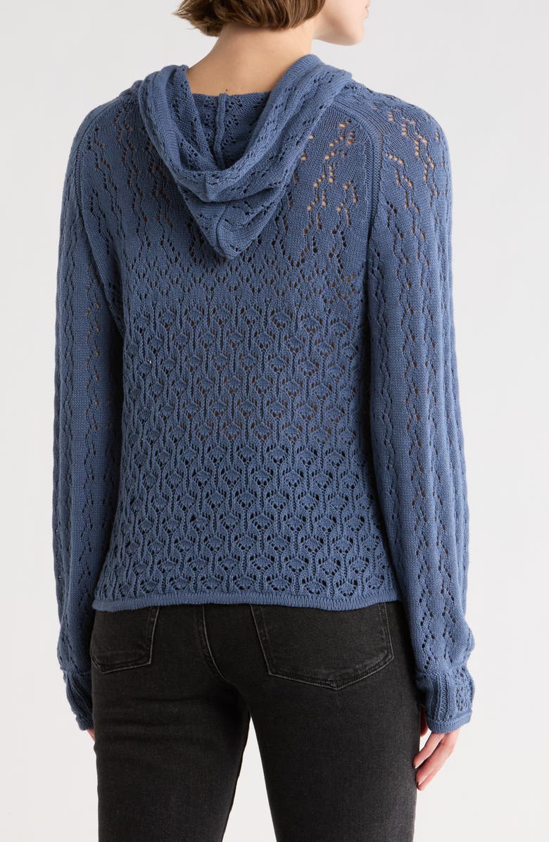 Melrose and Market Open Stitch Hooded Sweater, Alternate, color, Blue Vintage